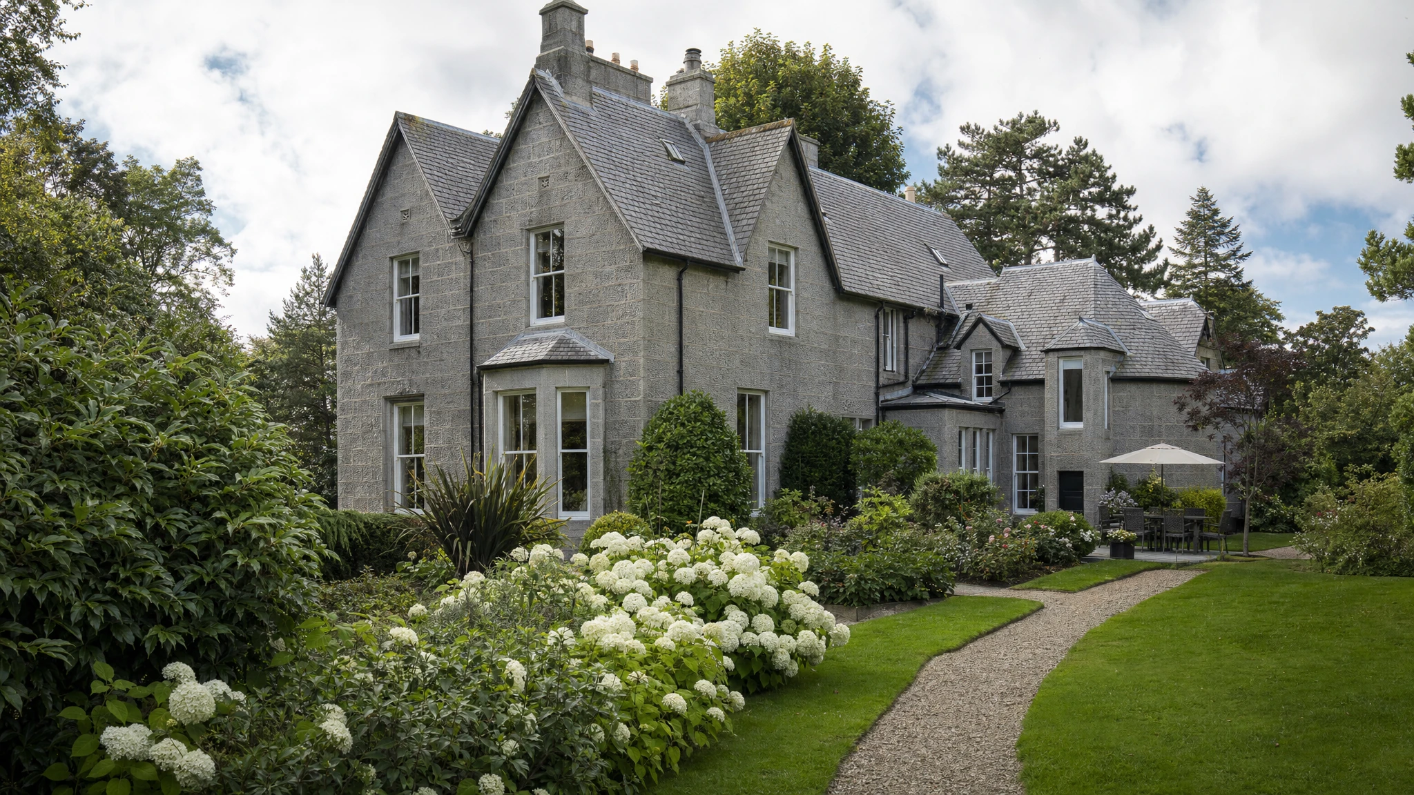 Removals from London to Aberdeen: A granite west-end villa in Cults, Aberdeen, mature gardens, crisp northern light